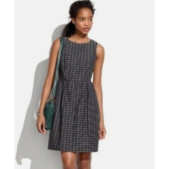 Madewell Black Sleeveless Mini Pleated Skater Dress With Pockets Size 6 - Picture 1 of 6